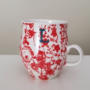 Anthropologie Homegrown “L” Initial Monogram Mug Floral Collectible